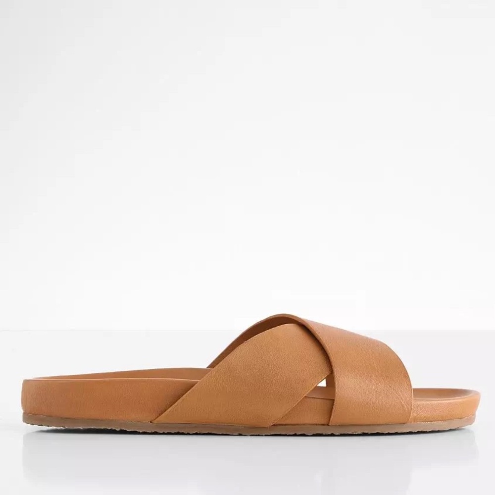 SEYCHELLES Sandals Lighthearted Criss-Cross Contour Tan Leather Women's 10 - Picture 3 of 16